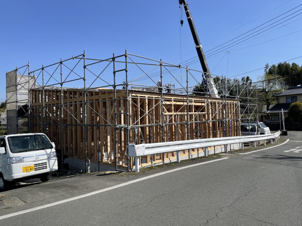 平屋　Ｍ邸の棟上げ　完了